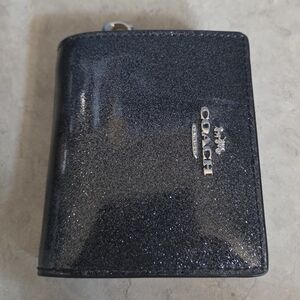 Coach Black Glitter Unisex Bi-fold Zip Wallet